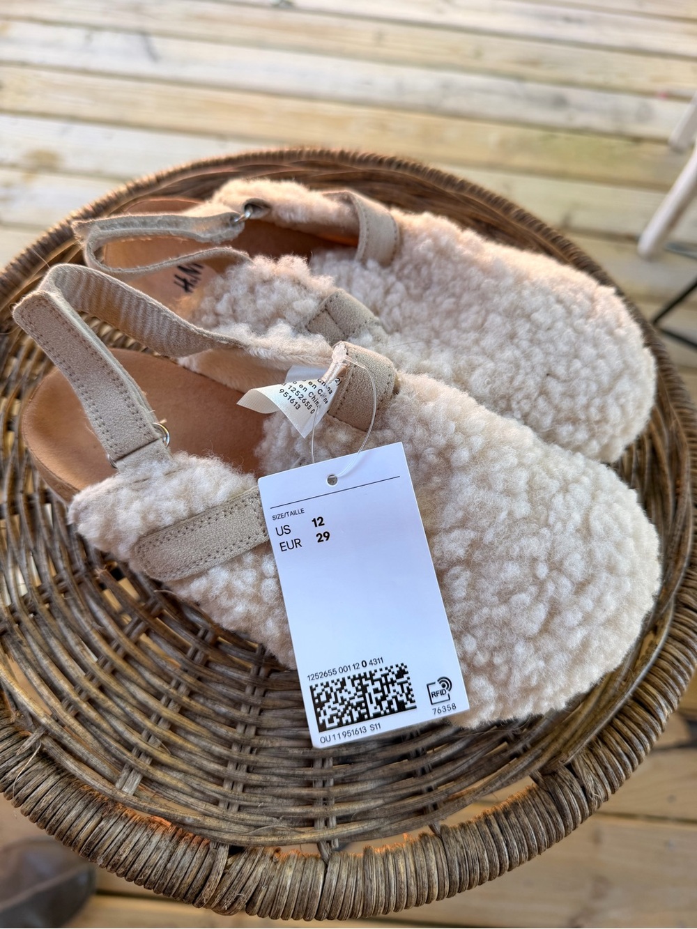 H&M Kids Cream Fleece Slingback Slippers